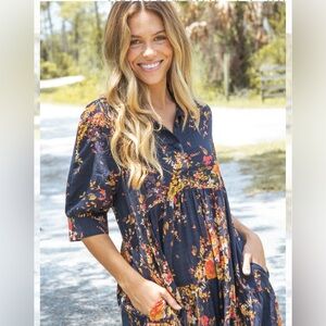 Natural Life Rebecca Tiered Midi Dress SZ Large